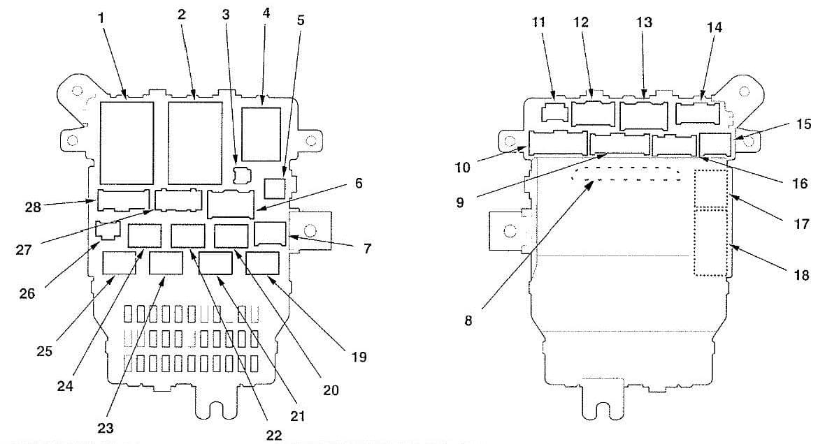 Acura TL - fuse box diagram - under-dash Fuse/Relay Box (Connector-to-Fuse/Relay Box Index) 