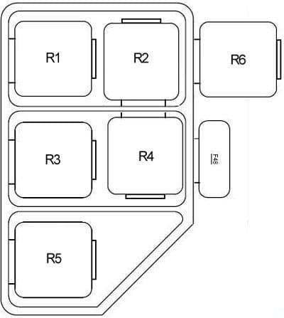 BMW Z3 - fuse box diagram - relay carrier under LH side of dash