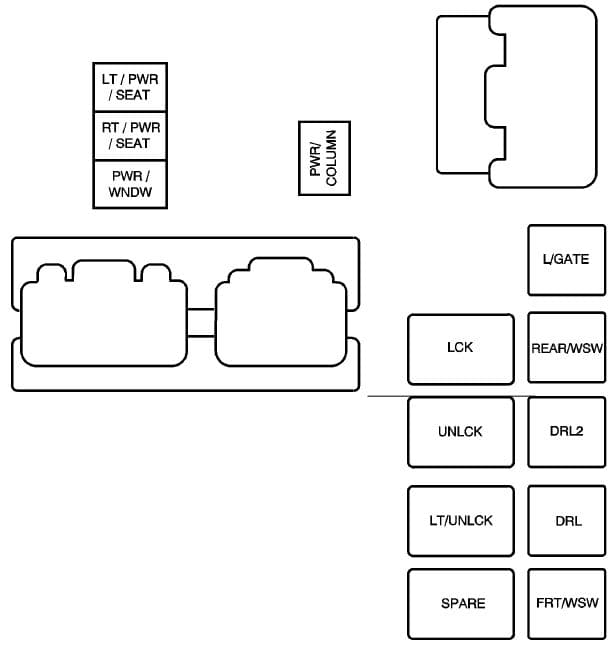 Buick Enclave - fuse box - instrument panel - relay side