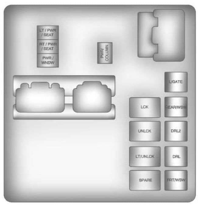 Buick Enclave - fuse box - instrument panel (relay side)