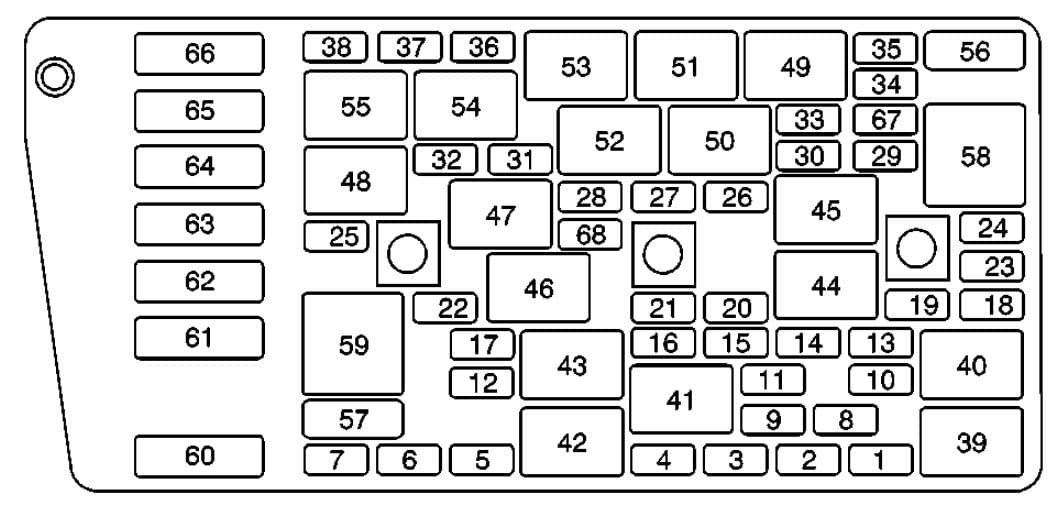 Cadillac DeVille mk8 - fuse box - rear underseat