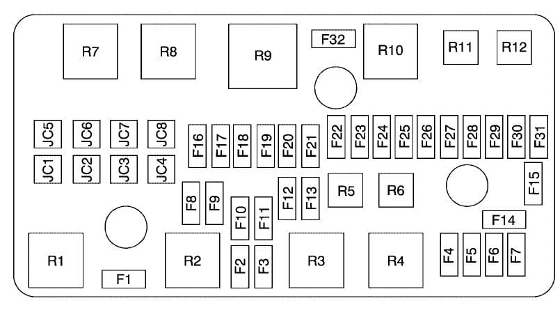 Cadillac DTS - fuse box - engine compartment