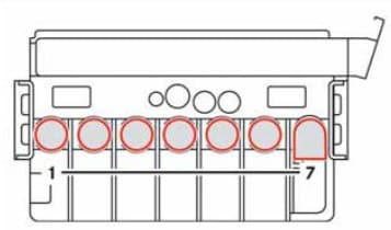 Dodge Sprinter - fuse box - preliminary fuse box in the battery recess in the drivers footwell F59