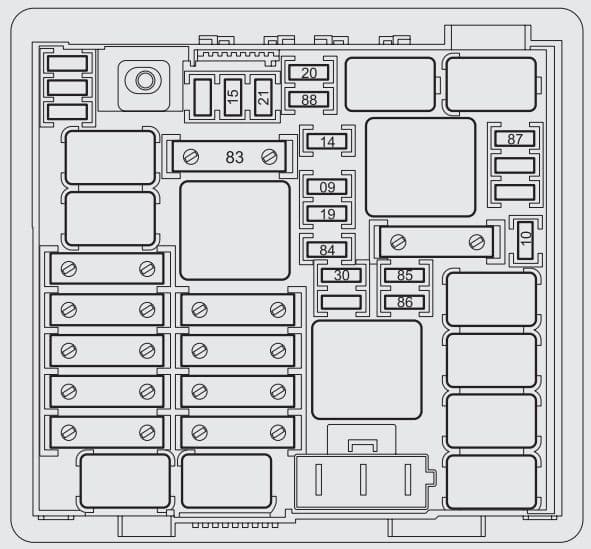 Fiat Punto 2012 - fuse box - engine compartment