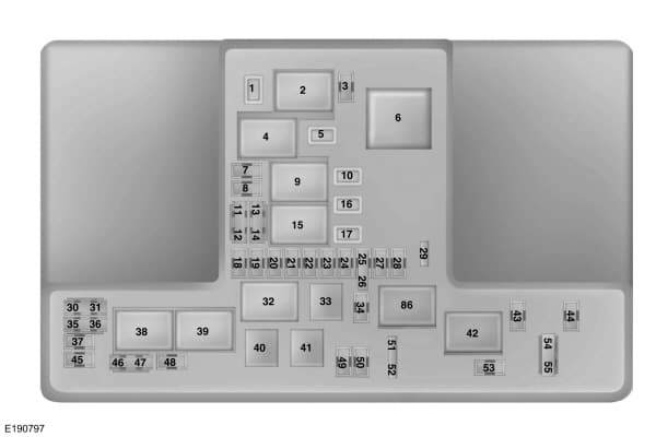 Ford Fusion mk2 (2015) - power distribution box (top) - USA version