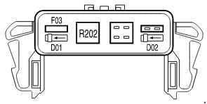 Ford F-150 - fuse box diagram - auxiliary relay box (without DRL)