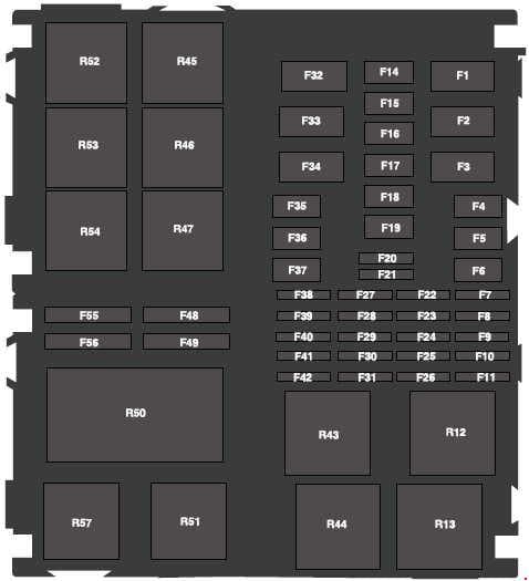 Ford Fiesta - fuse box diagram - engine compartment - North America '15 - '17