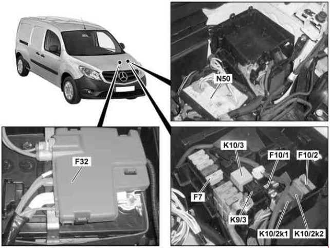 Mercedes-Benz Citan - (w415) - fuse box diagram - engine-compartment