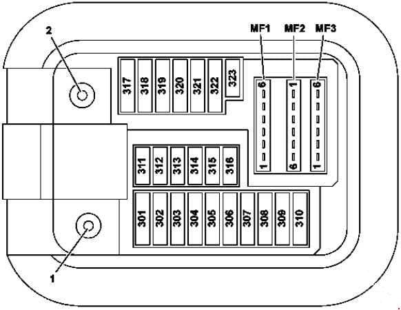 Mercedes-Benz S-Class (w222) - fuse box diagram - front passenger footwell