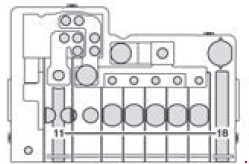 Mercedes-Benz Sprinter w906 - fuse box diagram - Pre-fuse box at the base of the driver's seat (only for auxiliary battery) F59/8