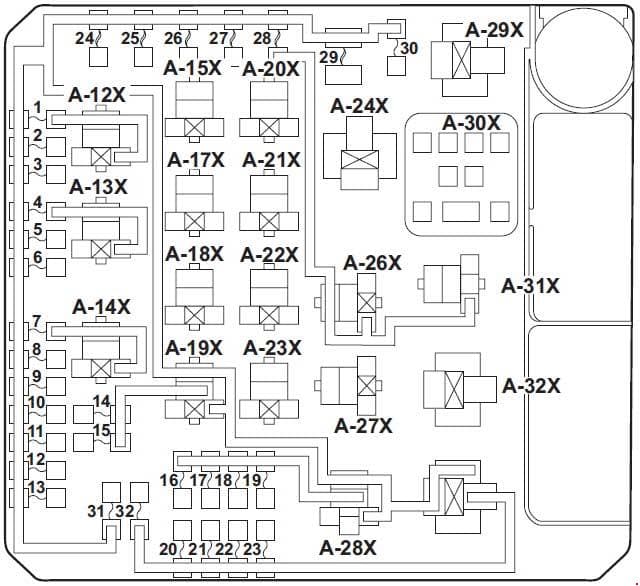 Mitsubishi Lancer - fuse box diagram - engine compartment