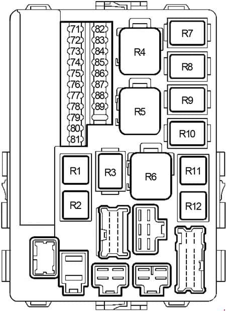 Nissan Murano - fuse box diagram - engine compartment (type 1)