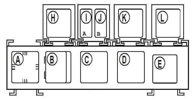 Renault Kangoo - fuse box diagram - passenger compartment relay box