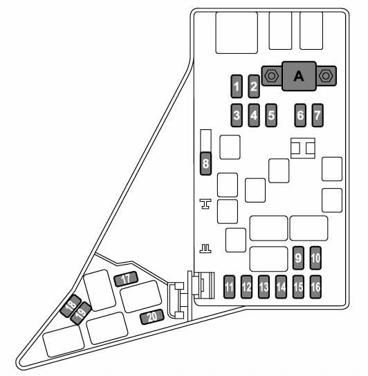 Subaru Impreza - fuse box - engine compartment