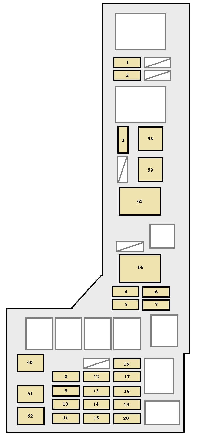 Toyota Avalon Second Generation - fuse box - engine compartment (without DRL)