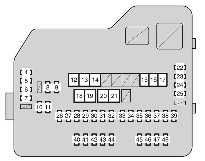 Toyota Highlander Hybrid - fuse box - engine compartment (type A - fuse block)