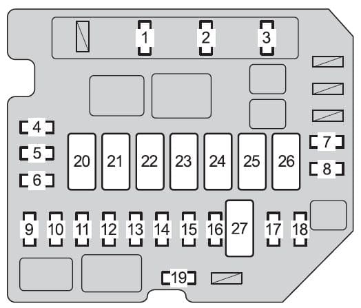 Toyota Yaris mk2 - fuse box - engine compartment (type B)