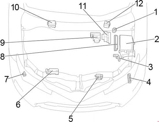 Toyota Corolla - fuse box diagram - engine compartment - location