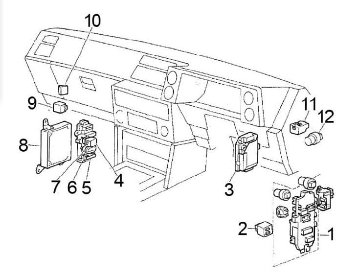 Toyota Corolla - fuse box diagram - passenger compartment (RHD)