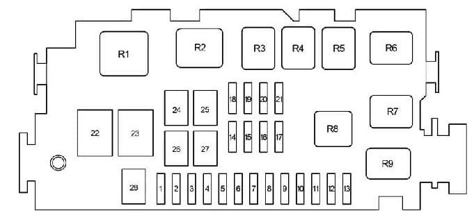 Toyota Hilux - fuse box diagram - engine compartment fuse box (type 2)