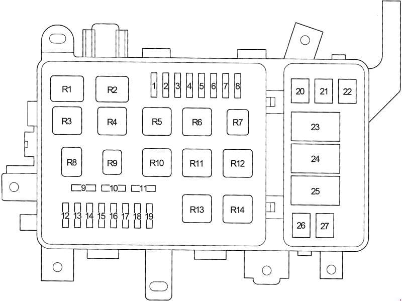 Toyota Land Cruiser 100 - fuse box diagram - engine compartment