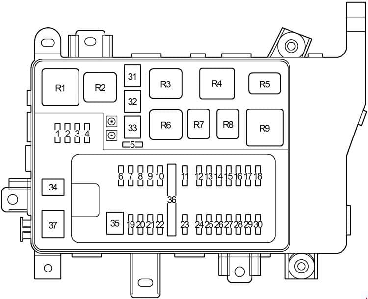 Toyota Land Cruiser 100 - fuse box diagram - engine compartment