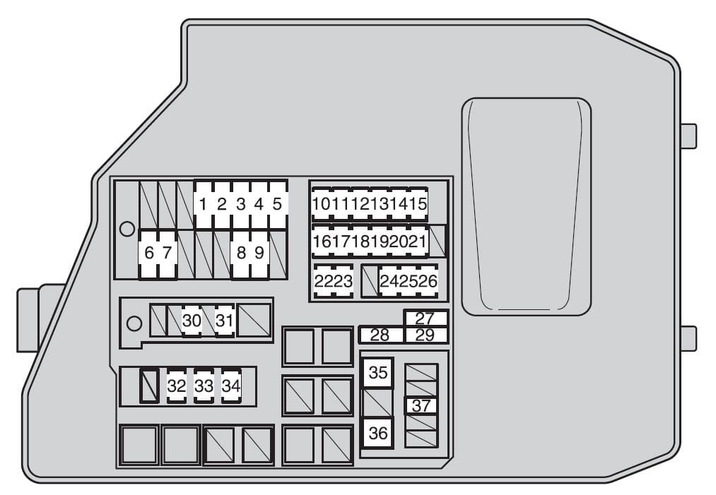 Toyota Matrix mk2 - fuse box - engine compartment