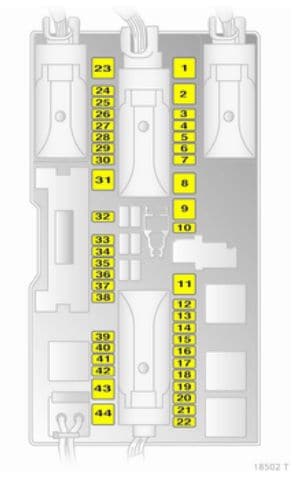 Opel Zafira Family - bezpieczniki - bagażnik wersja B